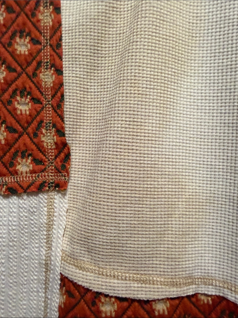 POL Cream and Rust Patchwork Waffle-Knit Pullover - Picture 5 of 14